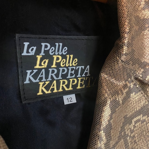 Gold Leather Snakeskin Jacket 12 w/ Skirt - Picture 6 of 8